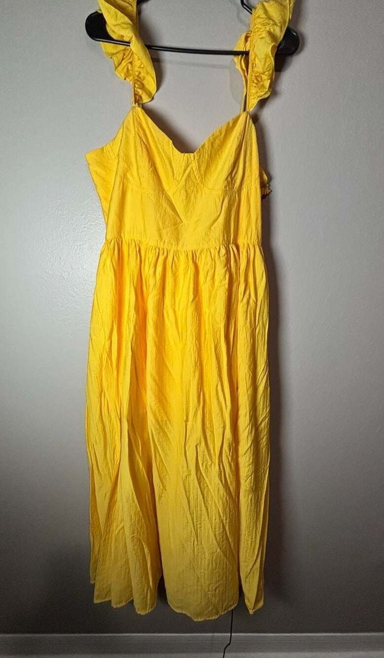 VICI Women's Yellow Sleeveless Ruffle Strap Maxi Dress
